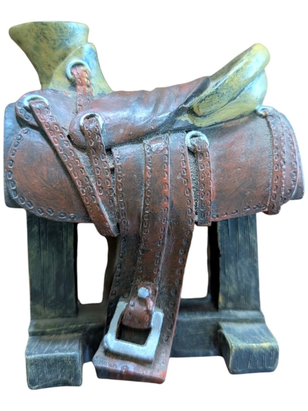 Decorative Western Saddle Mini Sculpture